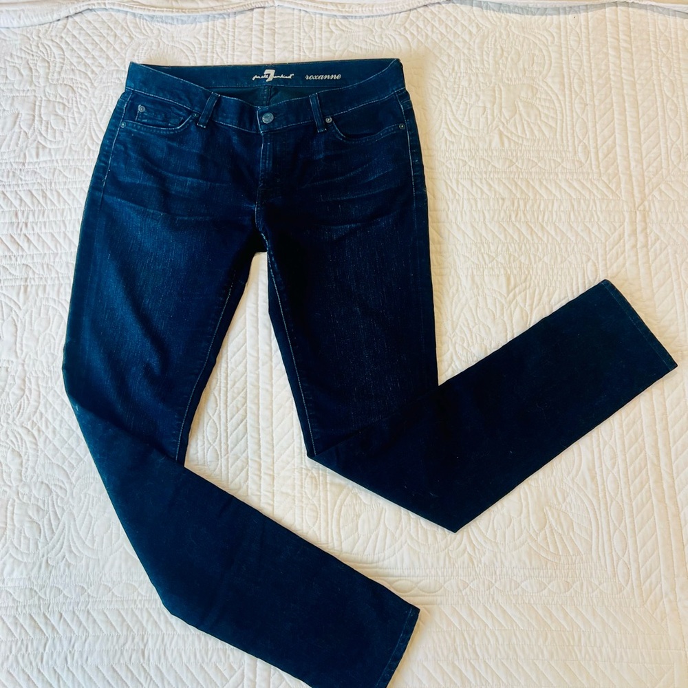 7 For All Mankind Dark Blue Skinny Jeans